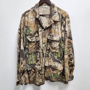 US Army Combat  Shirt Jacket Size L Camo Military Button Down Pockets